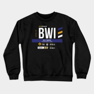 Vintage Baltimore BWI Airport Code Travel Day Retro Air Travel Crewneck Sweatshirt